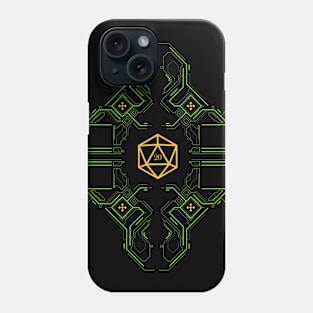 Futuristic Lines Geometric Yellow and Green Polyhedral D20 Dice Phone Case