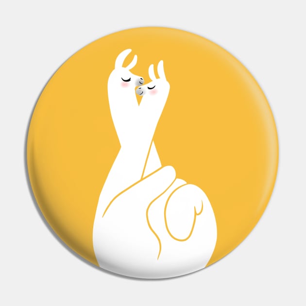 Crossed Fingers Llama Pin by bignosework