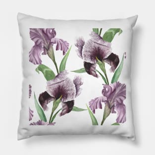 Iris flowers watercolor floral ornament Summer tropical composition. Romantic spring garden Pillow