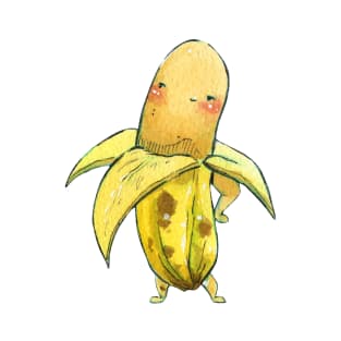 Banana Kawaii Real Watercolour Design T-Shirt