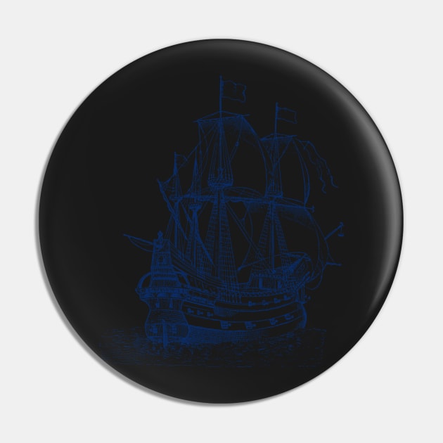 Ship Galleon sailboat engraving Pin by SouthPrints