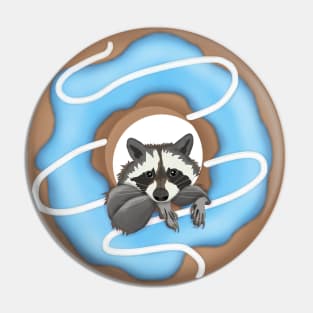 Cute raccoon and Yummy donut Pin