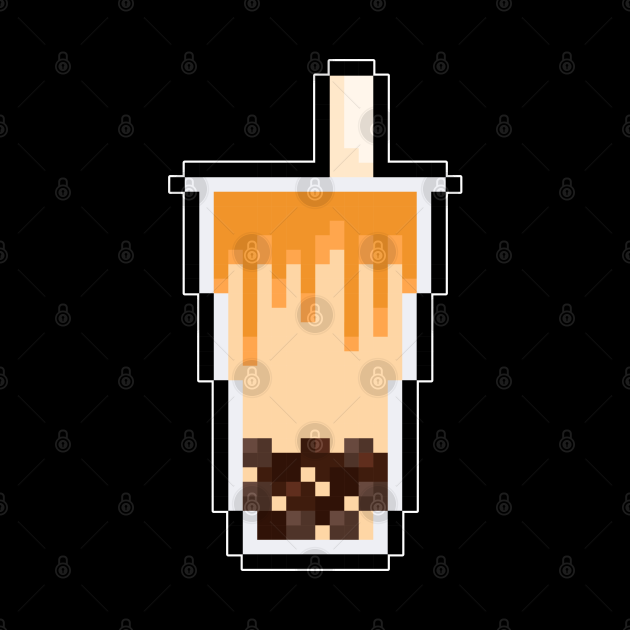 Boba Tea, Kawaii Pixel Art 8bit Minimalist Aesthetic Bitmap Boba Tea