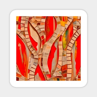 Coral Abstract Mosaic Magnet