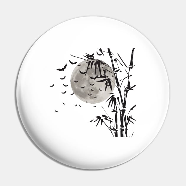 Scary Halloween With Spooky Vampire And Moon In Bamboo Tree Pin by mrsmitful01