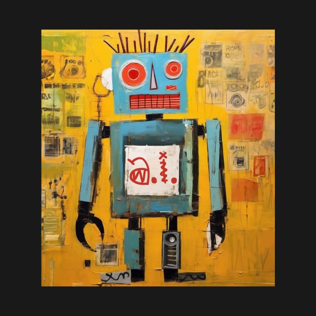 AI Robot Painting - Basquiat Inspired Street Art by TeeTrendz