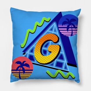 initial Letter G - 80s Synth Pillow