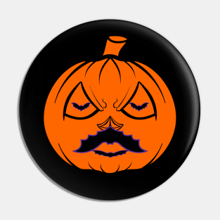 "Crazy pumpkin with a bat-shaped mustache" Pin