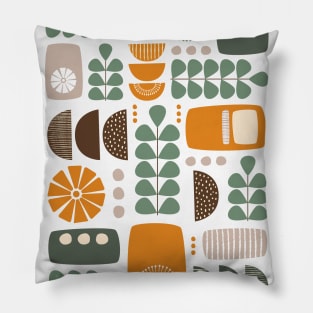 Retro Mid Century Modern in Green, Orange and Brown Pillow