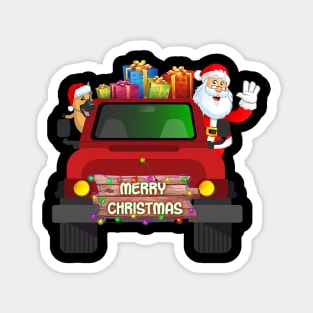 Merry Christmas German Shepherd Santa Claus On Truck Magnet