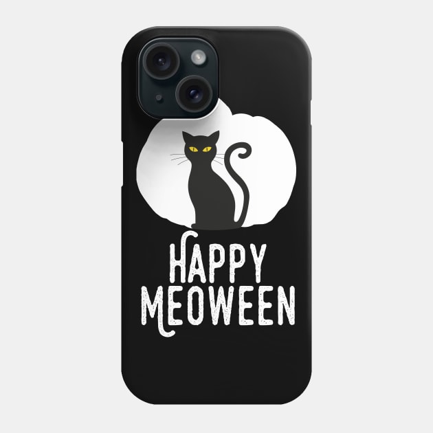 Happy Meoween – Halloween White Pumpkin Cat Silhouette Phone Case by HighBrowDesigns