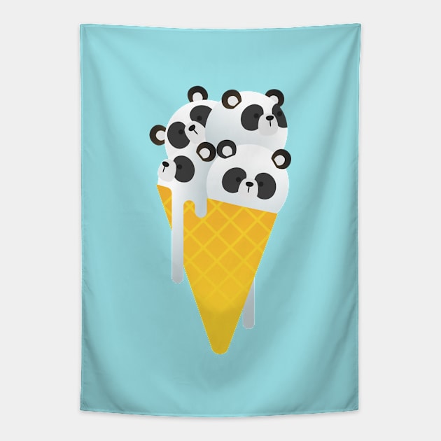 Chocolate Chip Panda Ice Cream Tapestry by noeyedeer