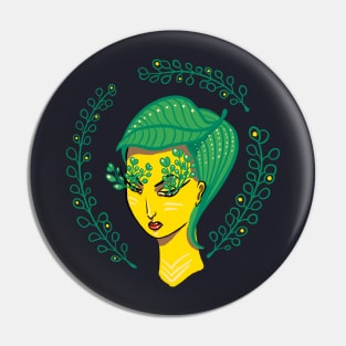 Hello Spring Green Witch Mother Nature Pin