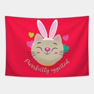 Purrfectly Eggcited Easter Cat Tapestry