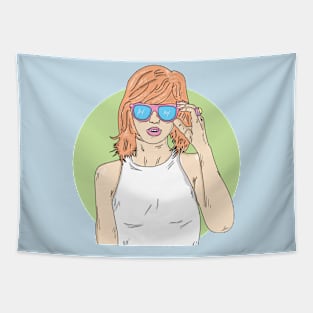 illustrator women pink glasses Tapestry