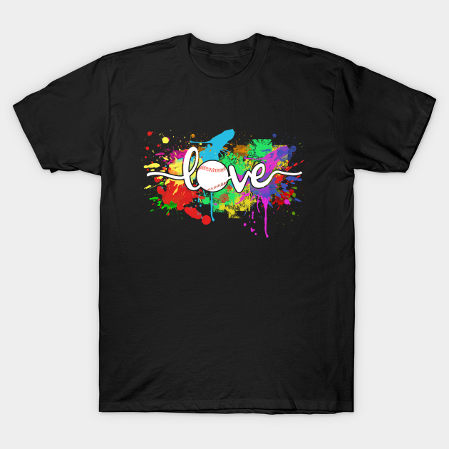 Baseball Love Colorful Typography Art - Baseball Design - T-Shirt