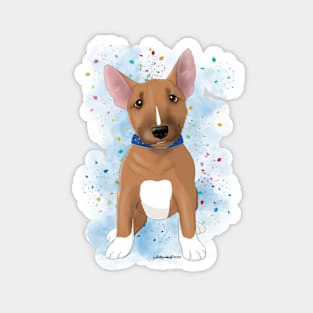 Bull Terrier Pup red & white Magnet