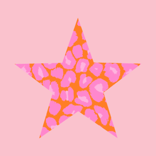 Pink and Orange Leopard Print Star T-Shirt