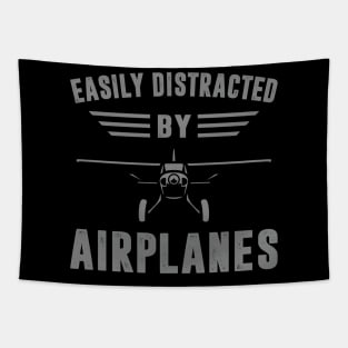 Easily Distracted By Airplanes Shirt Retro Airplane Pilot Funny Tapestry