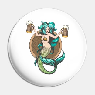 Mermaid With Mugs of Beer Pin