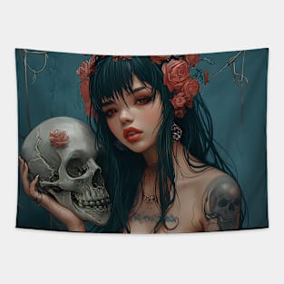 Geisha and skull 93011 Tapestry