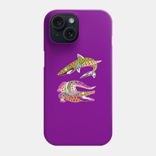 the kings of the swamp the shark and the alligator ecopop art Phone Case