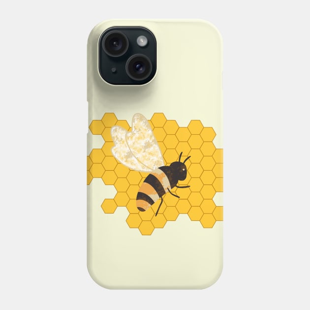 Cute Black Bee on Yellow Honeycomb Phone Case by Designs_by_KC