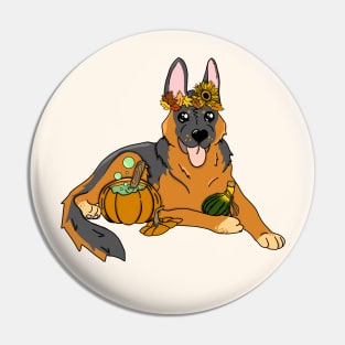 German Shephard Fall Druid | DND Dog | Sunflower Pumpkin Cauldron Pin