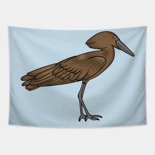 Hamerkop bird cartoon illustration Tapestry