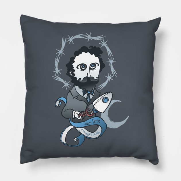 Jules Verne Pillow by lanznaster