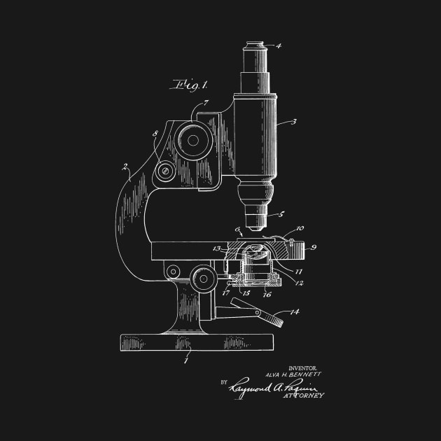 Microscope Vintage Patent Hand Drawing by TheYoungDesigns