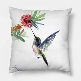 Hummingbird and Flower Pillow