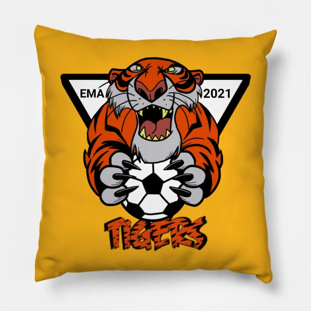 Tigers Soccer Pillow by AndrewKennethArt