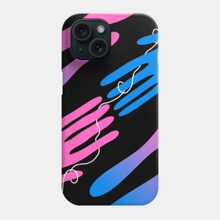 soul mates abstract hands pink and blue Phone Case