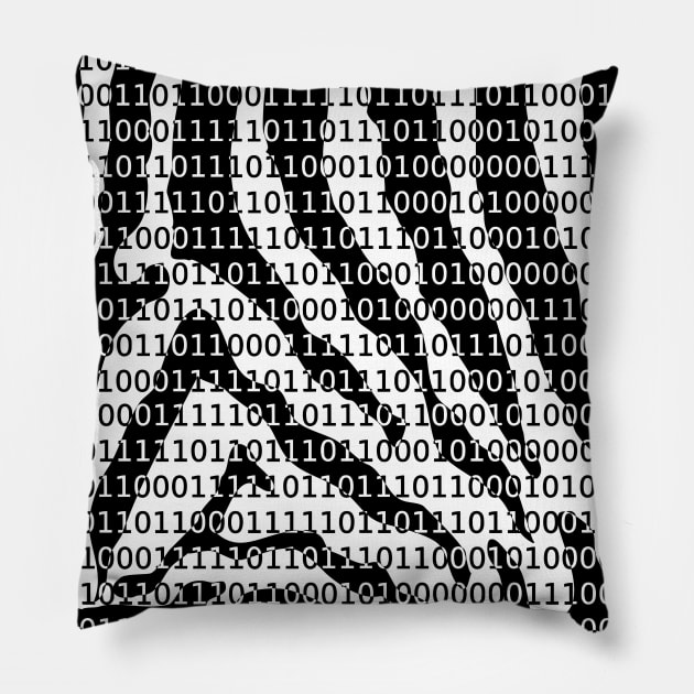 Zebra Pattern With Binary Code Pillow by Braznyc