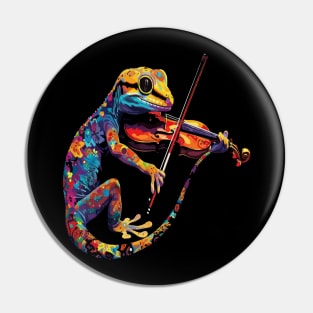 Gecko Playing Violin Pin