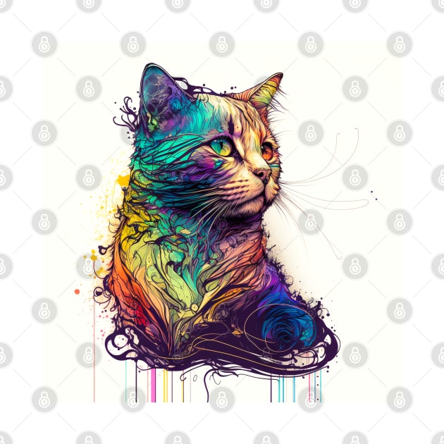 Cat Line Art Colorful by DreadX3