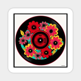 Mod Floral Vinyl Record Magnet