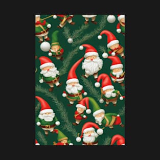 Christmas Seamless Pattern, Santa and Christmas Gnomes #9 T-Shirt