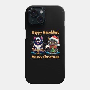 Merry Christmas Happy Hanukkah Jewish Christian Cat Lovers Phone Case