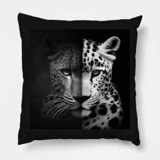 Life in Black and White Shadow Leopard Pillow