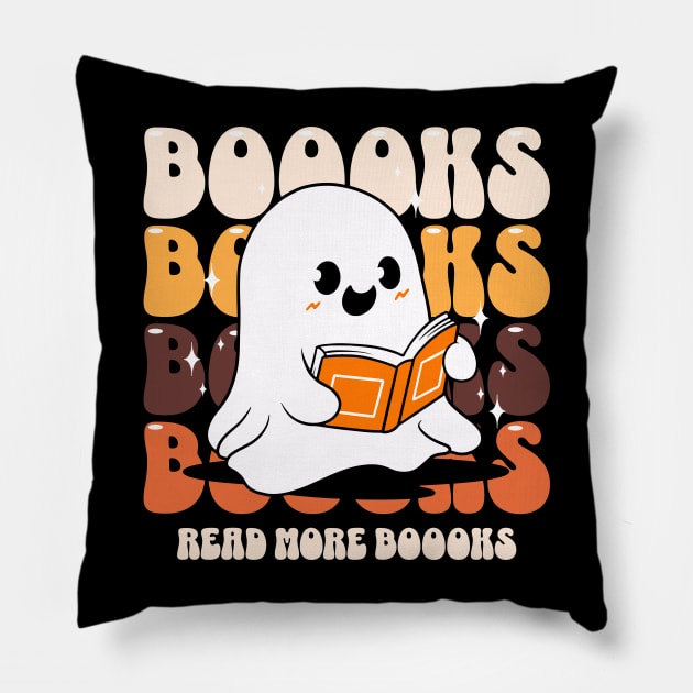 Boooks Ghost Reading Books Read More Pillow by DetourShirts