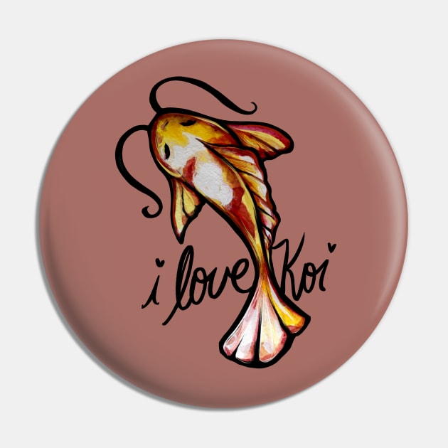 I Love Koi Fish Pin by bubbsnugg