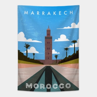 Morocco, Marrakech. Retro travel poster Tapestry