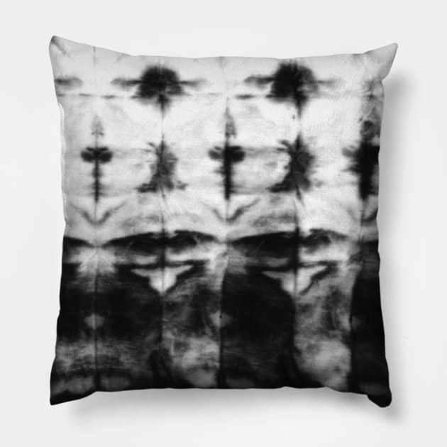 Black and White Shibori Stripes Pillow by Carolina Díaz