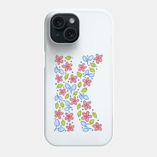 Floral Monogram Letter K - pink and blue Phone Case