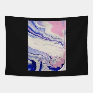 Pink, blue, and white acrylic pour Tapestry