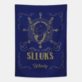 Tasteful Slluks whiskey logo design Tapestry