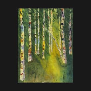 Sunlit Birches Watercolor Batik T-Shirt