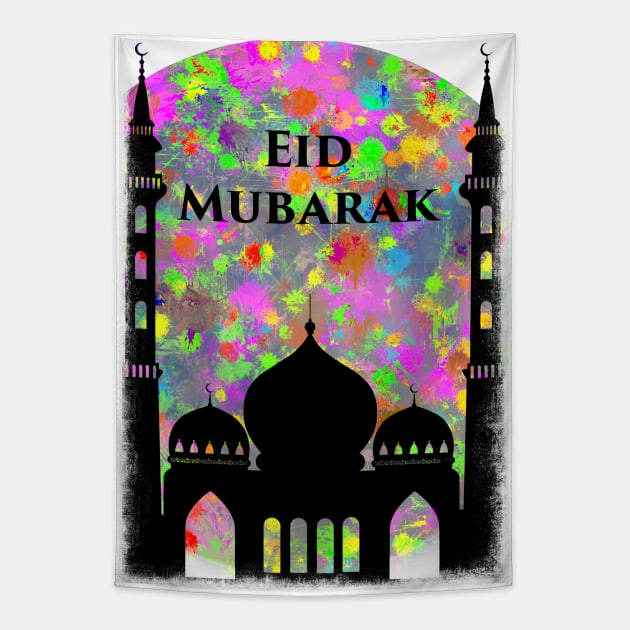 Eid Mubarak Mosque w14t Tapestry by FasBytes